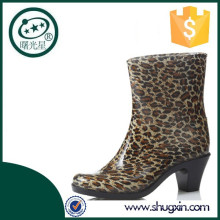 bota de chuva estilo europeu feminino sexo tornozelo pvc leopardo botas de chuva B-812